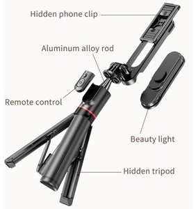 L15 avec 9 niveaux de luminosité Parapluie de lumière d'appoint détachable Trépied Selfie Stick 1.11m de long, 43.3 pouces <span class=keywords><strong>Selfiestick</strong></span> - Product Image 6