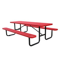 Mobilier de patio extérieur table de pique-nique rectangulaire en acier avec bancs ensemble de salle à manger pour extérieur restaurant événement chaise de table à bière en métal