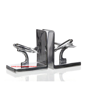 Sujetalibros de avión polaco plateado de nuevo diseño para oficina de aeropuerto en gran venta hecha a mano - Product Image 1
