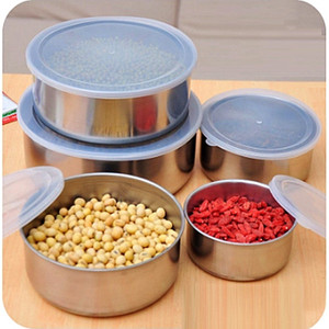Stainless Steel Food <b>Storage</b> <b>Container</b> Set 5 Pieces Magnetic Lid Sealing Bowls For Refrigerator Household Travel Use - Product Image 3