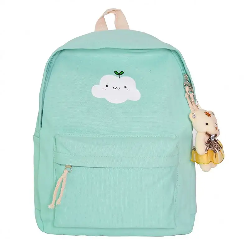 Fashionable school canvas book bag cotton backpack for girls and boys