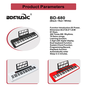 Bd Âm Nhạc BD-680DB Xách Tay Kỹ Thuật Số Midi Đàn Piano Bàn Phím Cụ <span class=keywords><strong>LED</strong></span> Cho Bluetooth 61 Ánh Sáng Phím Điện Tử Organ Làm - Product Image 3