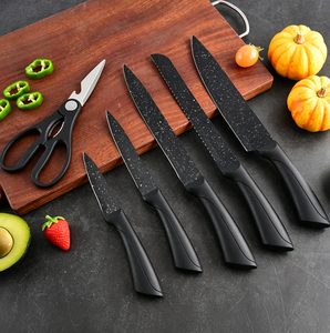 7 PCS Kitchen <b>Knife</b> <b>Set</b> Stainless Steel Black Non Stick Coated <b>Knives</b> with Stainless Steel <b>Knife</b> Block and Kitchen Scissors - Product Image 3