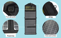 Panel Surya Portabel Tahan Air 18W 3 Lipat 795*210*3 mm 2*USB Charger untuk Perjalanan Luar Ruangan, Berkemah, Mendaki Gunung