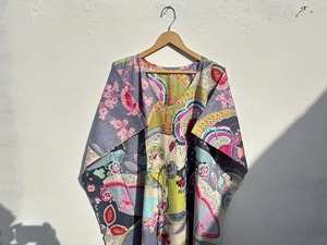 Robe d'été respirante pour les vacances, tenue de plage bohème, robe de plage, kaftan en coton pur, imprimé floral, kaftan en coton indien - Product Image 3