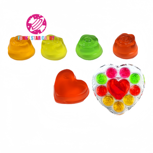 OEM ผลไม้คริสตัลรักพุดดิ้งเยลลี่ถ้วยลูกอมหลากสีสันรสวุ้นรูปหัวใจขนาดเล็กเยลลี่รูปกุหลาบ - Product Image 3