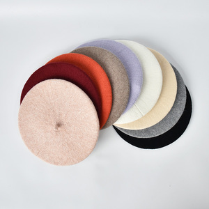 Béret casquette de printemps solide, Style <span class=keywords><strong>artiste</strong></span> français britannique, <span class=keywords><strong>peintre</strong></span> élégant, vente en gros, hiver femmes tricot personnalisé laine béret chapeau - Product Image 1