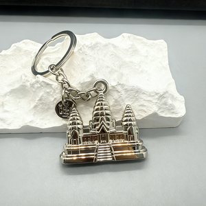 커스텀 빈티지 캄보디아 관광 기념품 열쇠고리 3D 건물 아연 합금 타워 성 모양 관광 기념품 키체인 금속 - Product Image 6