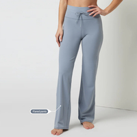 Logo personnalisé Femme Gym Fitness Sport Pantalon de survêtement droit ample pour la peau Pantalon de danse avec poches Pantalon de yoga à jambes larges pour femmes