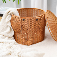 Produits pour la maison et la cuisine, seau de rangement créatif en forme d'éléphant, en plastique et en rotin, boîtes de rangement pour jouets d'enfants pour le salon