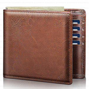 Portefeuille en cuir véritable multi-plis marron café anti-vol RFID pour homme, usage quotidien - Product Image 1
