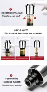 Vacare réutilisable argent de qualité alimentaire en acier inoxydable caoutchouc de silicone bouteille de vin rouge fermeture bouteille de vin sous vide bouchon en liège - Product Image 3