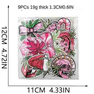 Parche termoadhesivo bordado en 3D con diseños de caja de regalo de Navidad rosa, calabaza, helado, calavera y lazo para decoración de ropa y bolsos - Product Image 3