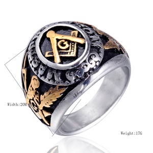 Anillo Masónico de Moda Chapado en Oro Vintage con Símbolo Masónico y Diseño Elegante - Product Image 4