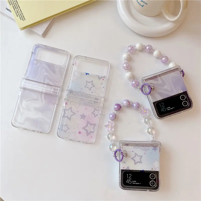 INS Star Cute Rendered Purple for Samsung Galaxy ZFlip3 Folding Screen Phone Case Creative Transparent Soft Case