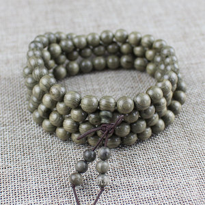 108 Bead Buddhist Prayer <b>Bracelet</b> Dark Golden Nanmu Ebony Unisex Ethnic Style Jewelry Gift - Product Image 3