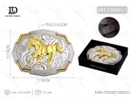 Fibbia per Cintura Grande in Stile Western Placcata Argento Alien 4,5 cm - Product Image 1