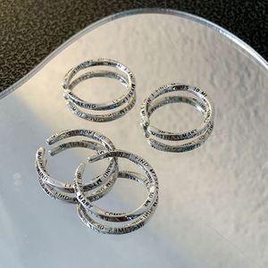 Silver Mbius Strip <b>Open</b> <b>Ring</b> For Women Korean Style Adjustable Size Geometric Design Fine Jewelry Everyday Wear - Product Image 3