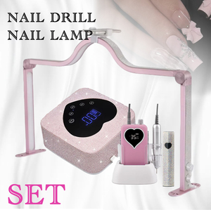 Kit professionnel pour ongles avec lampe UV 72W rechargeable, perceuse 35000 tr/min, lampe de table double face et poudre en forme de cœur pour salons de manucure - Product Image 1