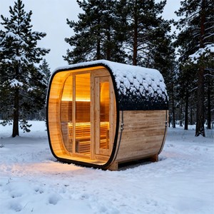 Sauna traditionnel en bois massif pour 4 personnes HELIUS, tendances santé actuelles, cour privée, bois de cèdre/épicéa canadien - Product Image 2