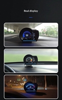 Affichage tête haute (HUD) avec connexion GPS et OBD, écran TFT 16:9 noir pour placement sur tableau de bord