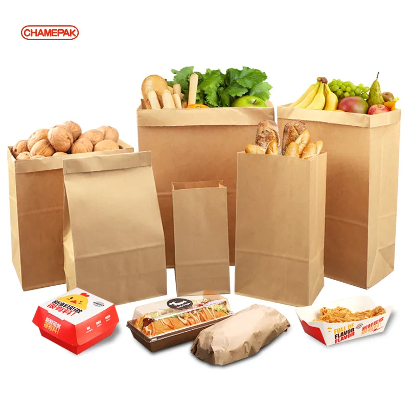 New Design Gift Paper Shopping Bag Craft Brown Custom Kraft Paper Bag bolsas de papel without handle