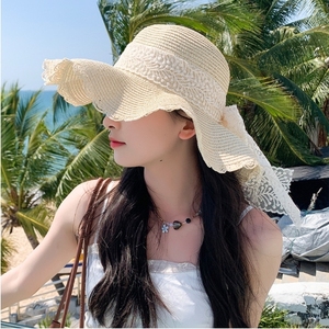 Big Brim mũ rơm của phụ nữ mùa hè thoáng khí Sun Shade bãi biển <span class=keywords><strong>hat</strong></span> ngọt ngào ngư dân <span class=keywords><strong>hat</strong></span> - Product Image 4
