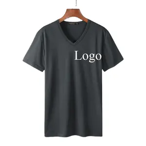 Wholedale Ice Silk Modal Fabric V Neck T Shirts Custom Logo Summer Men Quick Dry Short Sleeve