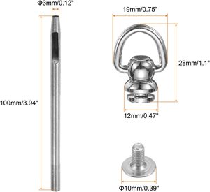 HARFINGTON Pcs D Ring Button <b>Rivets</b> Mm Brass Studs <b>Rivets</b> D Ring Stud Screw Ball With Mm <b>Leather</b> Hole Punch For <b>Leather</b> Craft Si - Product Image 2