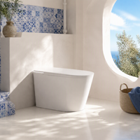WC intelligent à siphon en P avec réservoir encastré, bidet électrique, siège chauffant, chasse d'eau automatique et télécommande