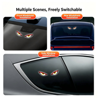 Lampe de Décoration de Fenêtre de Voiture à LED Dynamique 3D Effet Œil de Démon, Rechargeable USB Type-C, Alimentée par Énergie Solaire, Vente Directe Usine, pour Voiture Universelle