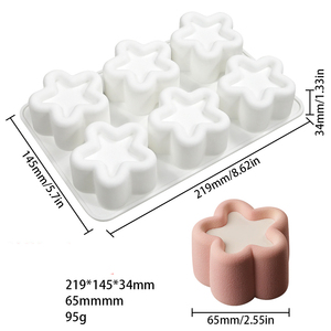 Molde <span class=keywords><strong>de</strong></span> silicona FCM para mousse, apto para horno, 4 pulgadas, forma irregular, herramientas para hornear chocolate, gelatina, pudín, con ranuras, flores, estrellas, DIY - Product Image 6