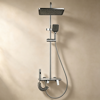 Kit de douche mural carré gris anthracite 4 fonctions avec douchette pluie pressurisée et pulvérisateur bidet pour salle de bain domestique ou hôtelière