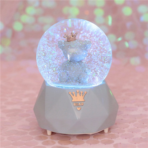 Romantic Couple Flamingo Crystal Crown Bear Music Box Automatic Snowing with Snowflakes Night Light <strong>Snow</strong> Globes <strong>Ball</strong> - Product Image 5
