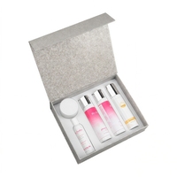 Boîte cadeau cosmétique de luxe en argent, coffret cadeau pour soins de la peau et parfums, emballage écologique en papier rigide avec fermeture magnétique