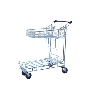 Chariot de courses en acier galvanisé durable avec roues en PU de 4 pouces pour supermarchés et entrepôts, vente en gros et au détail - Product Image 4