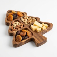 Plateau en bambou durable et écologique en forme de sapin de Noël, plateau à collations pour les bonbons et le fromage, style contemporain