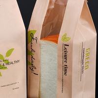 Sac en papier kraft brun de qualité alimentaire avec fenêtre pour pop-corn, pain, poulet rôti, beurre, pour plats à emporter sans poignées