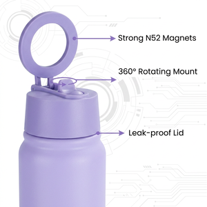 Botella de Agua para Gimnasio con Soporte Magnético Ajustable para Teléfono, para Videollamadas, Vlogging, Gimnasio, Lavanda, 24 oz - Product Image 2