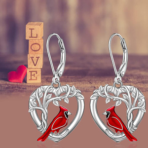 Orecchini pendenti a cuore Magpie da donna, stile smaltato, gioielli etnici alla moda per l'uso quotidiano - Product Image 5