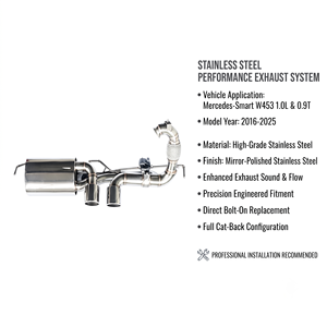 Vortex Global-Factory Selected Stainless Muffler-Kit For Smart W453 1.0 0.9T 2016-2025 Assembly - Product Image 1