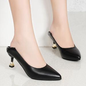 Women's Beige <b>Pumps</b> 5 Cm Heel Pointed Toe Professional Work Shoes - Product Image 4