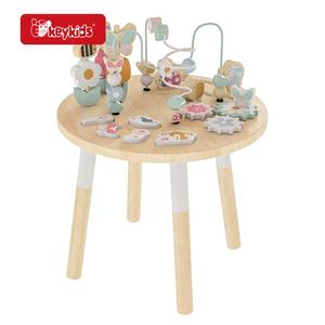 OEM-Aktivität tisch aus Holz mit Schubs chiene, Stapels pielzeug, Perlen labyrinth und Zahnrädern für Kinder im Alter von 12 Monaten W11B315 - Product Image 2
