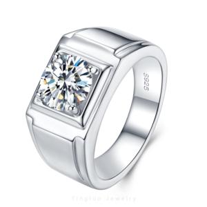 Hip Hop buzlu Out erkekler yüzük gümüş 925 18k altın kaplama ayarı Moissanite küba yüzük takı - Product Image 1