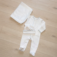 Ensemble layette nouveau-né jumeaux garçon et fille, grenouillères 100 % coton avec chaussons intégrés, bonnets assortis, grenouillères douces rose et bleu pour bébés, collection boutique