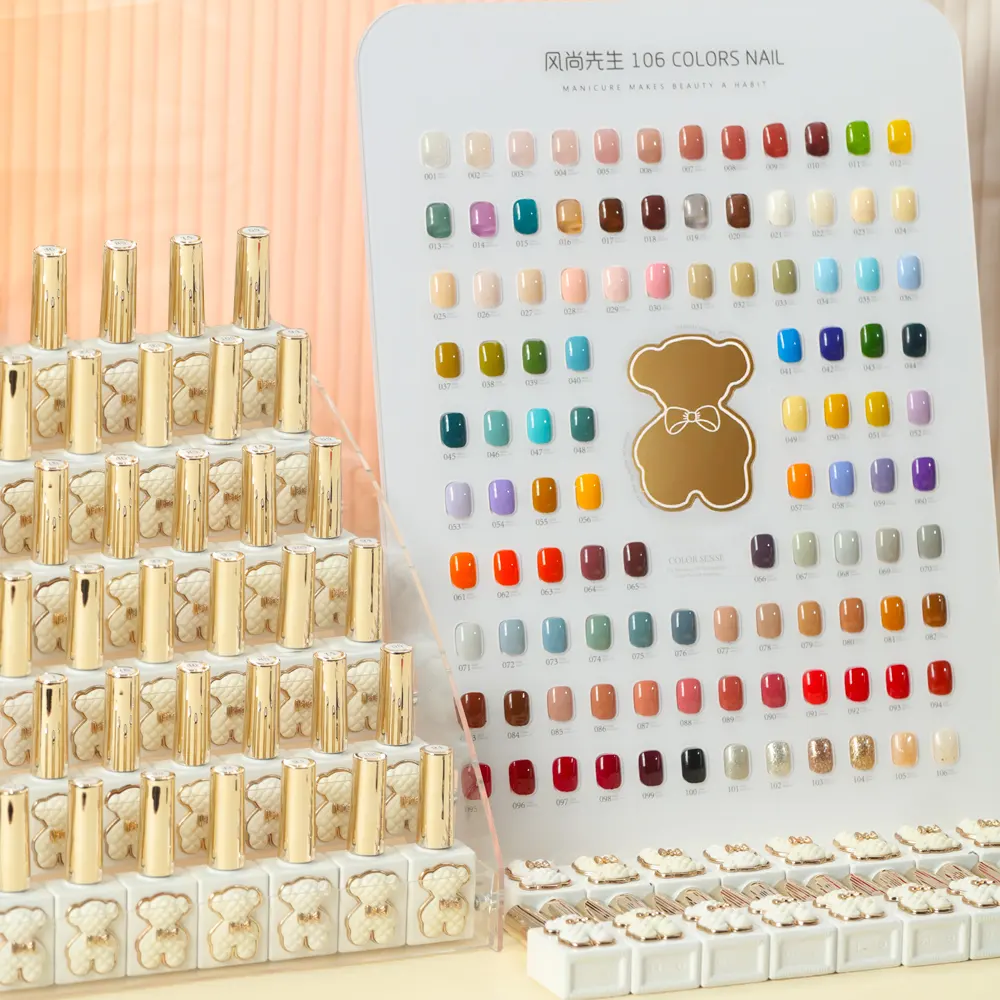 Zrkgel 15ml 106 màu sắc mới nhất thiết kế ngâm tắt teddy bear Gel Polish Nail Art nhãn hiệu riêng biểu tượng tùy chỉnh Gel Polish cho Nail Salon