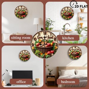 Round Wooden Wall <b>Clock</b> 25cm Rustic Farmhouse <b>Silent</b> Non Ticking Home Living Room Decor <b>Clock</b> - Product Image 3