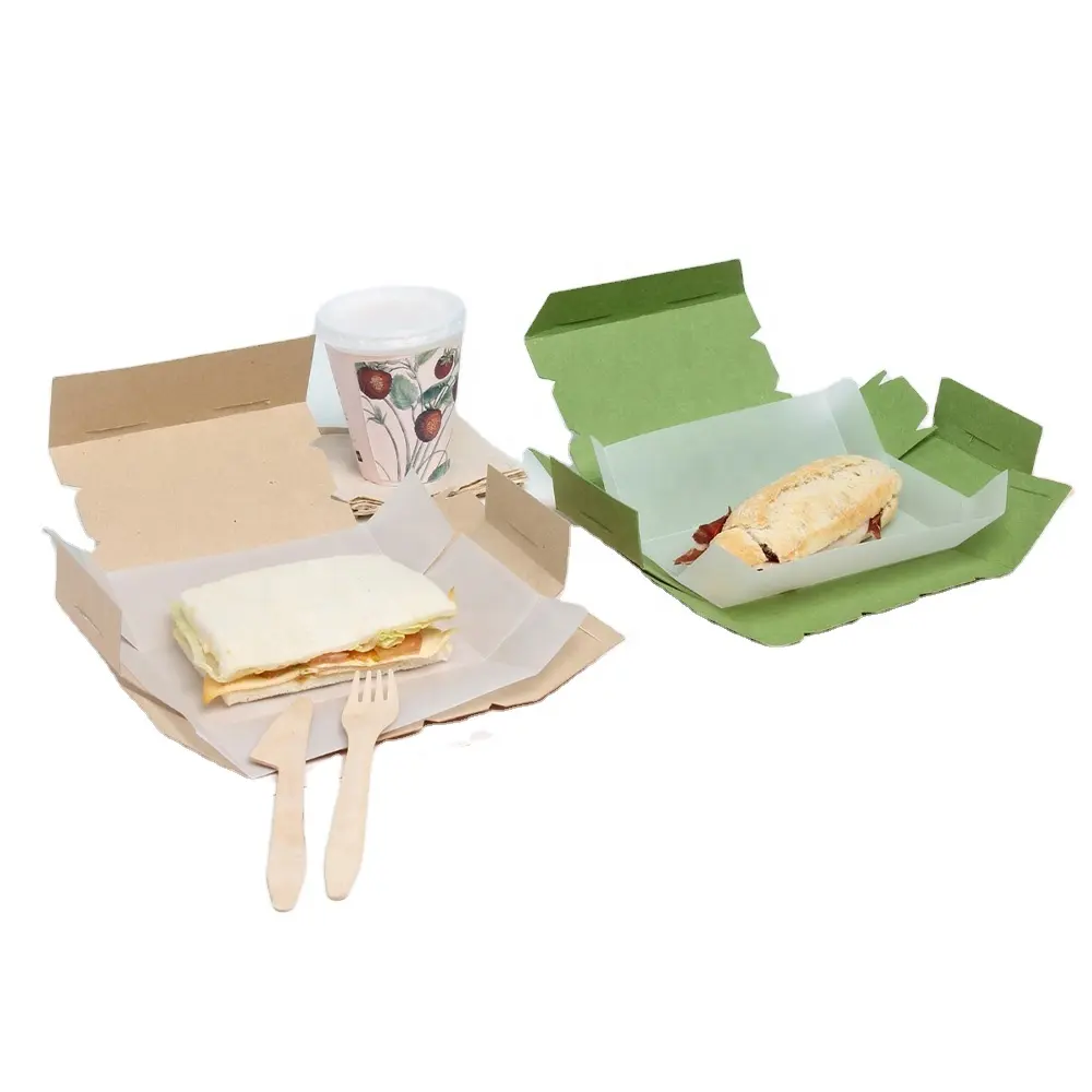 डिस्पोजेबल बाहर ले खाद्य कंटेनर ब्राउन क्राफ्ट पेपर takeaway खाद्य bento केक सुशी दोपहर के भोजन के बक्से