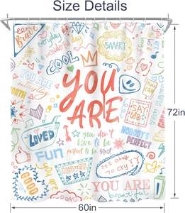 Cortina <span class=keywords><strong>de</strong></span> Ducha Moderna y Ecológica para Niños, 152.40cm X 182.88cm, Impermeable, <span class=keywords><strong>de</strong></span> Poliéster con 12 Ganchos - Decoración <span class=keywords><strong>de</strong></span> <span class=keywords><strong>Baño</strong></span> - Product Image 2