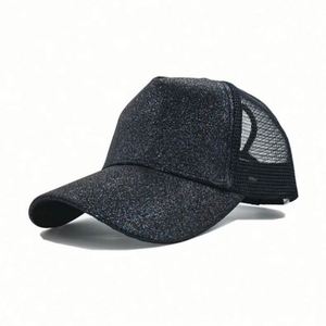 Casquette de baseball en maille pour femme, haute qualité, avec ouverture pour queue de cheval, rose brillant, vente en gros - Product Image 5